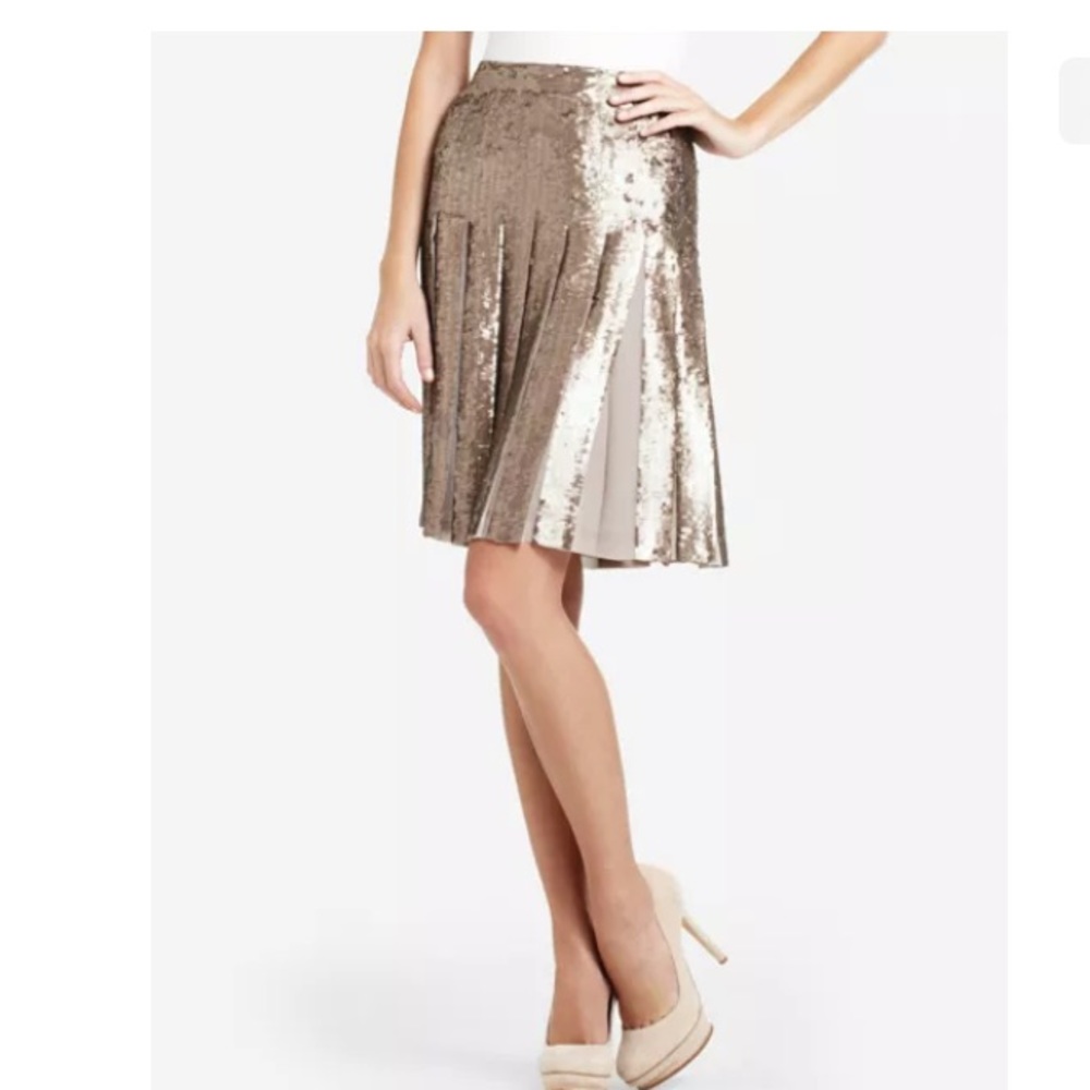 Bcbg MAXAZRIA Sequin pleated skirt bronze M